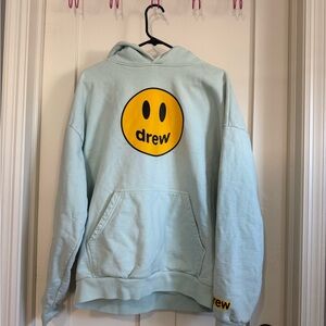 Drew House Light Blue Hoodie with Yellow Smiley